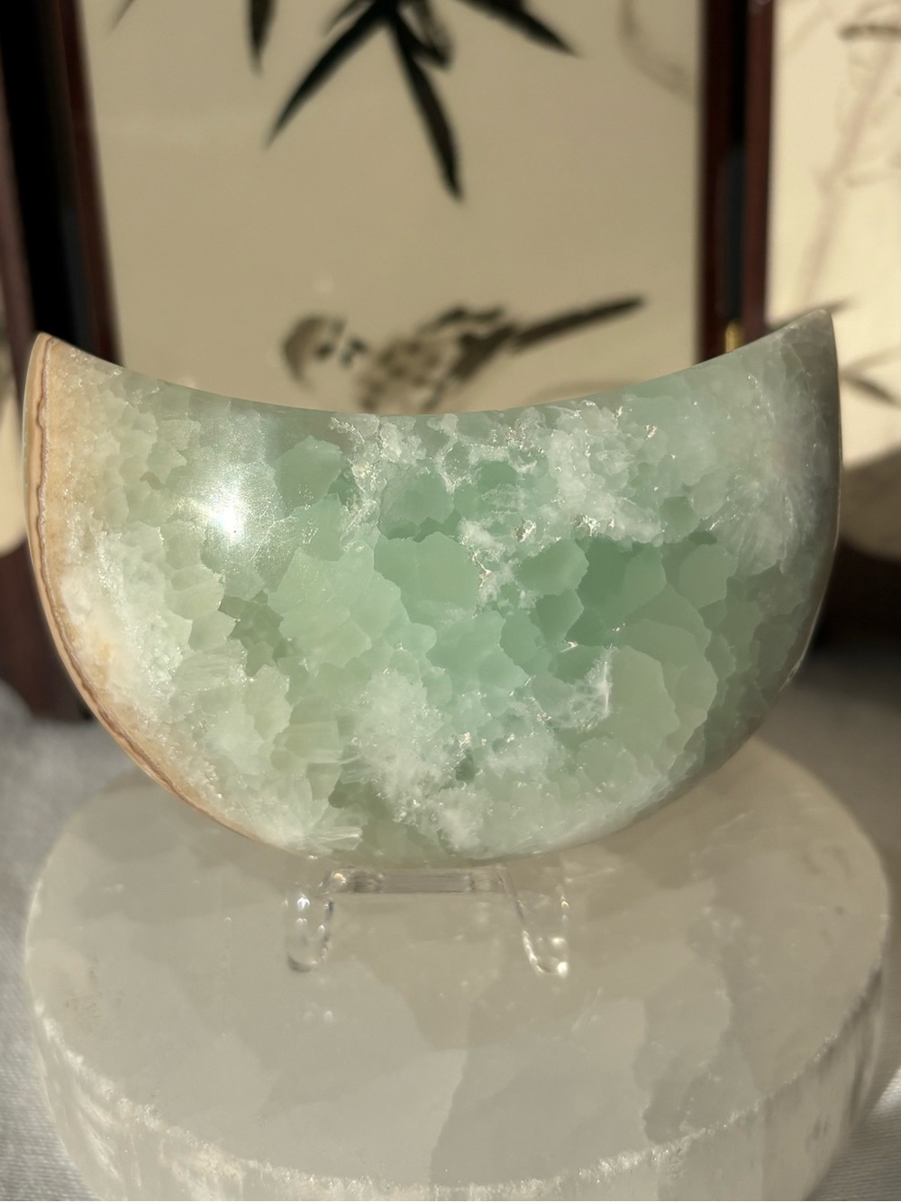 Caribbean calcite crystal moon carving